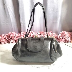 HOBO In'tl Vintage Smokey Leather Shoulder Bag With Double Clasp Compartments